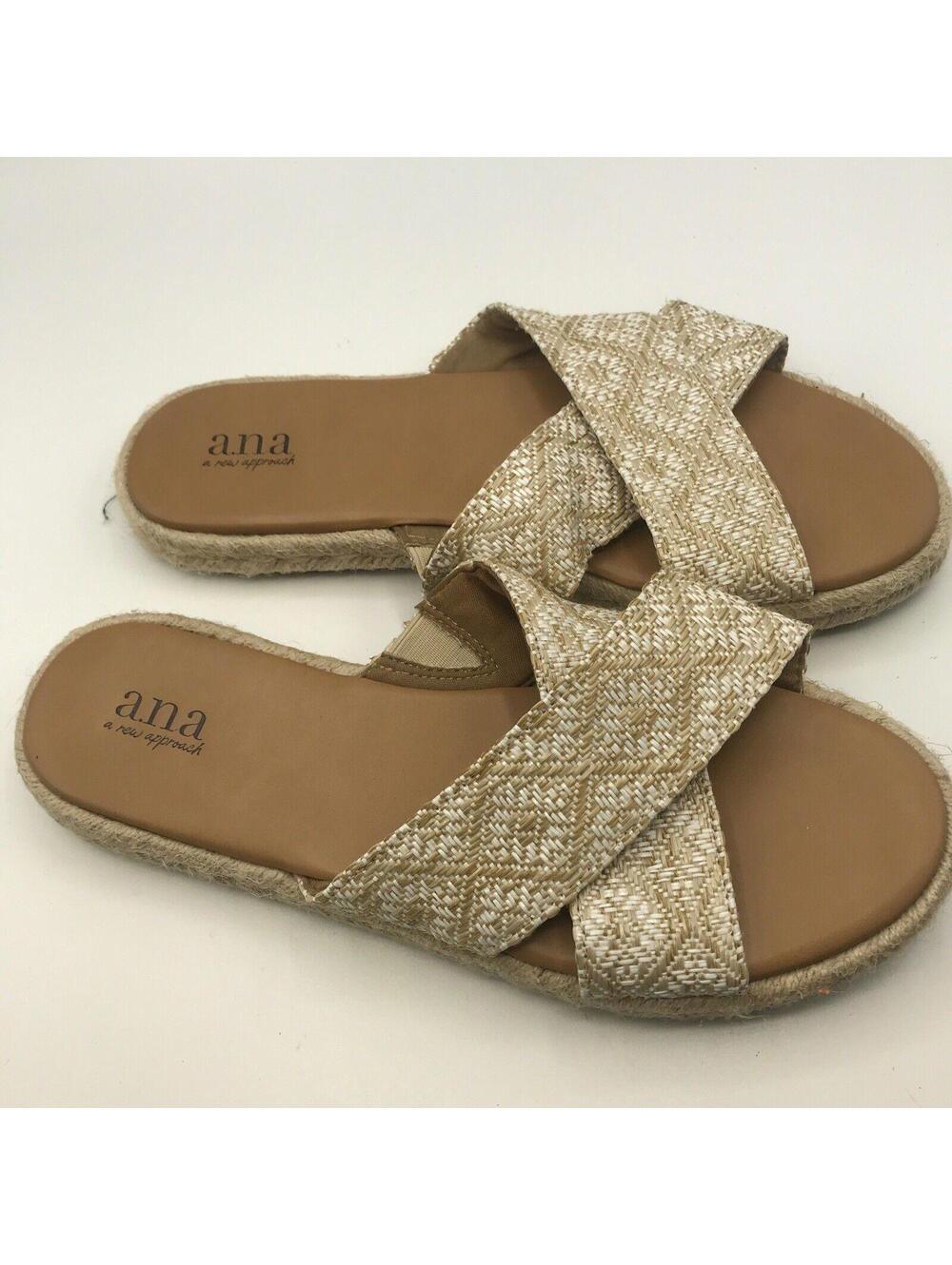 Ana Berkely Women Sandals Size 10 Flat Cross Strap Slides Espadrille